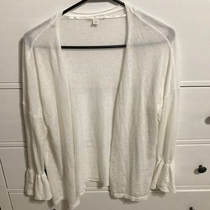 Flared sleeved white cardigan